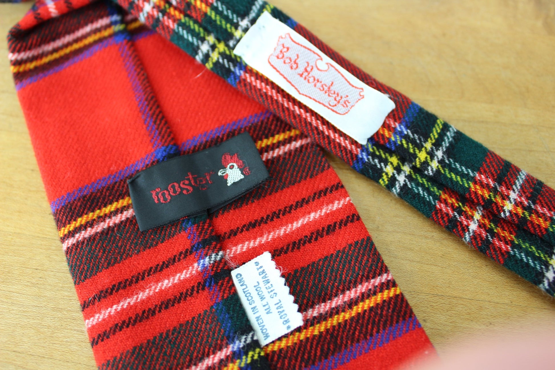 Rooster Vintage Wool Necktie - Rare Royal Stewart Tartan Scotland - 54" X 3" excellent vintage tie