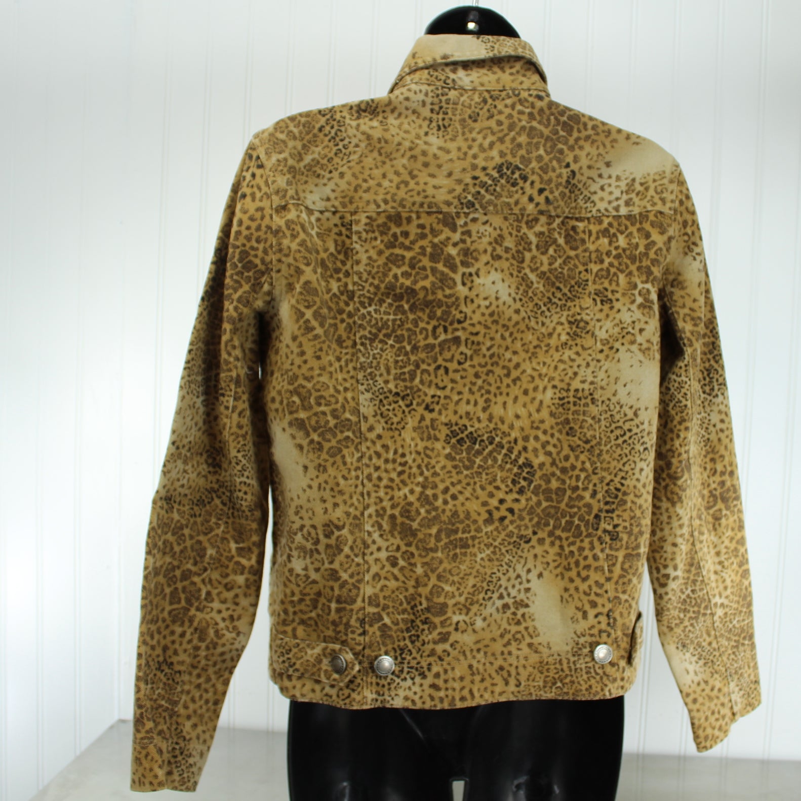 Chico's Design Leopard Print Cotton Jacket Adjustable Band Waist Chico Size 0 animal print jacket