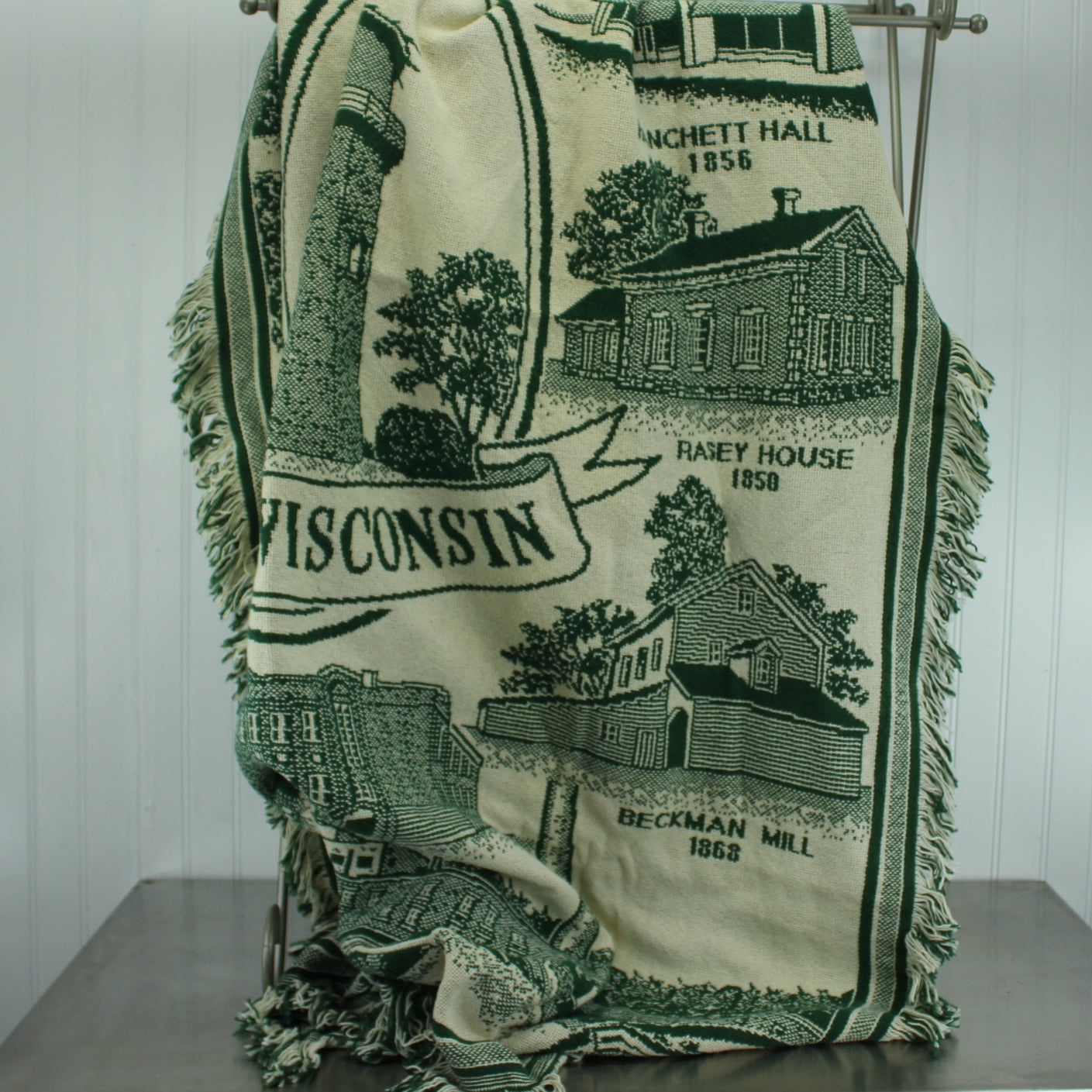 Beloit Wisconsin Woven Cotton Throw Blanket New Condition Historical Society Design Riddle Cockrell Lincoln Roosevelt Jr. High School