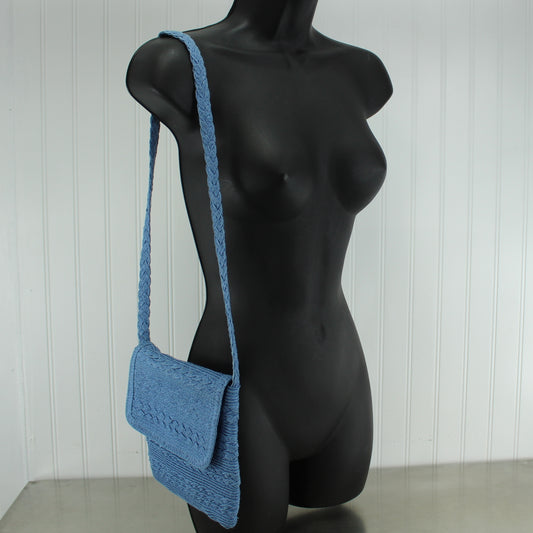 Capelli Small Shoulder Handbag Blue Woven Paper Handbag Unique
