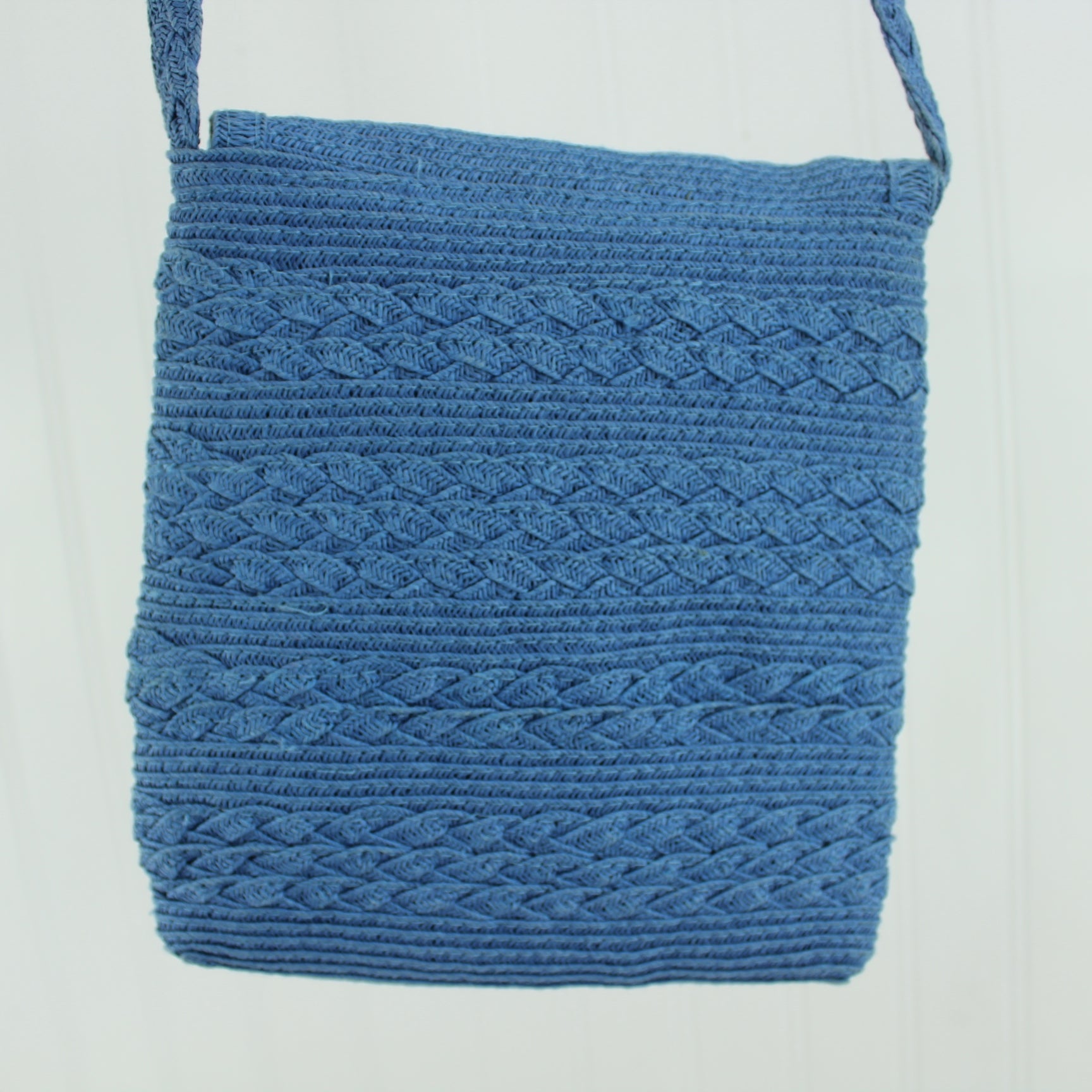 Capelli Small Shoulder Handbag Blue Woven Paper Handbag Unique reverse of purse photo