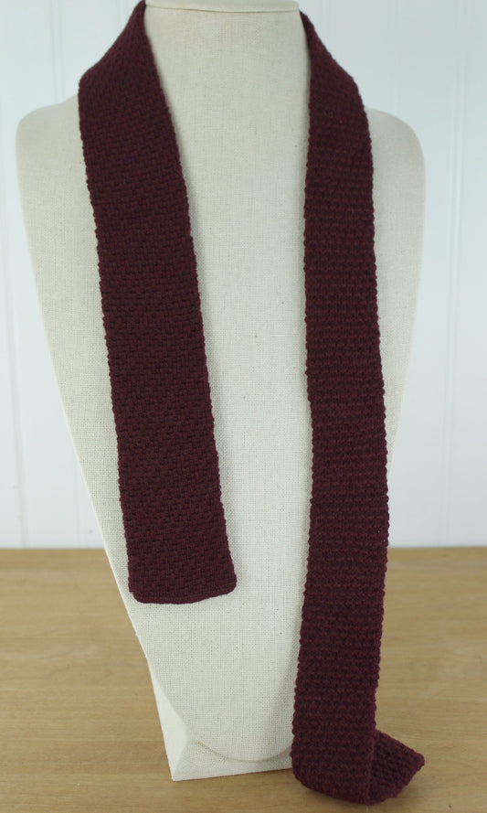 Pedigree Woven Necktie - Skinny 2 1/8" Maroon Color - Vintage Mid Century