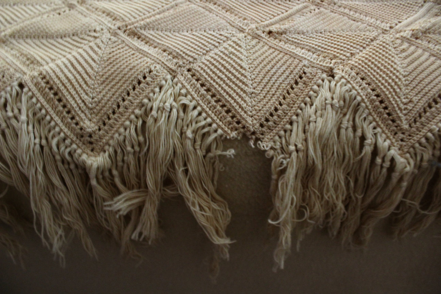 Vintage Antique Crochet Coverlet Bedspread Ecru Hand Made Very Heavy Cotton sale