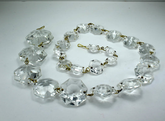 Vintage New Prism Chain Glass 24" Graduated Lead Crystals DIY Ornaments Jewelry