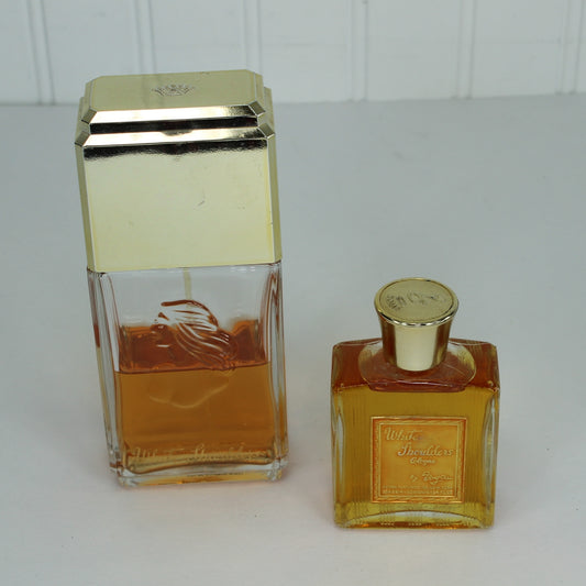 White Shoulders Evyan 2 Vintage Bottles 4.5 oz Spray 1 3/4 oz Cologne lots of fragrance in both