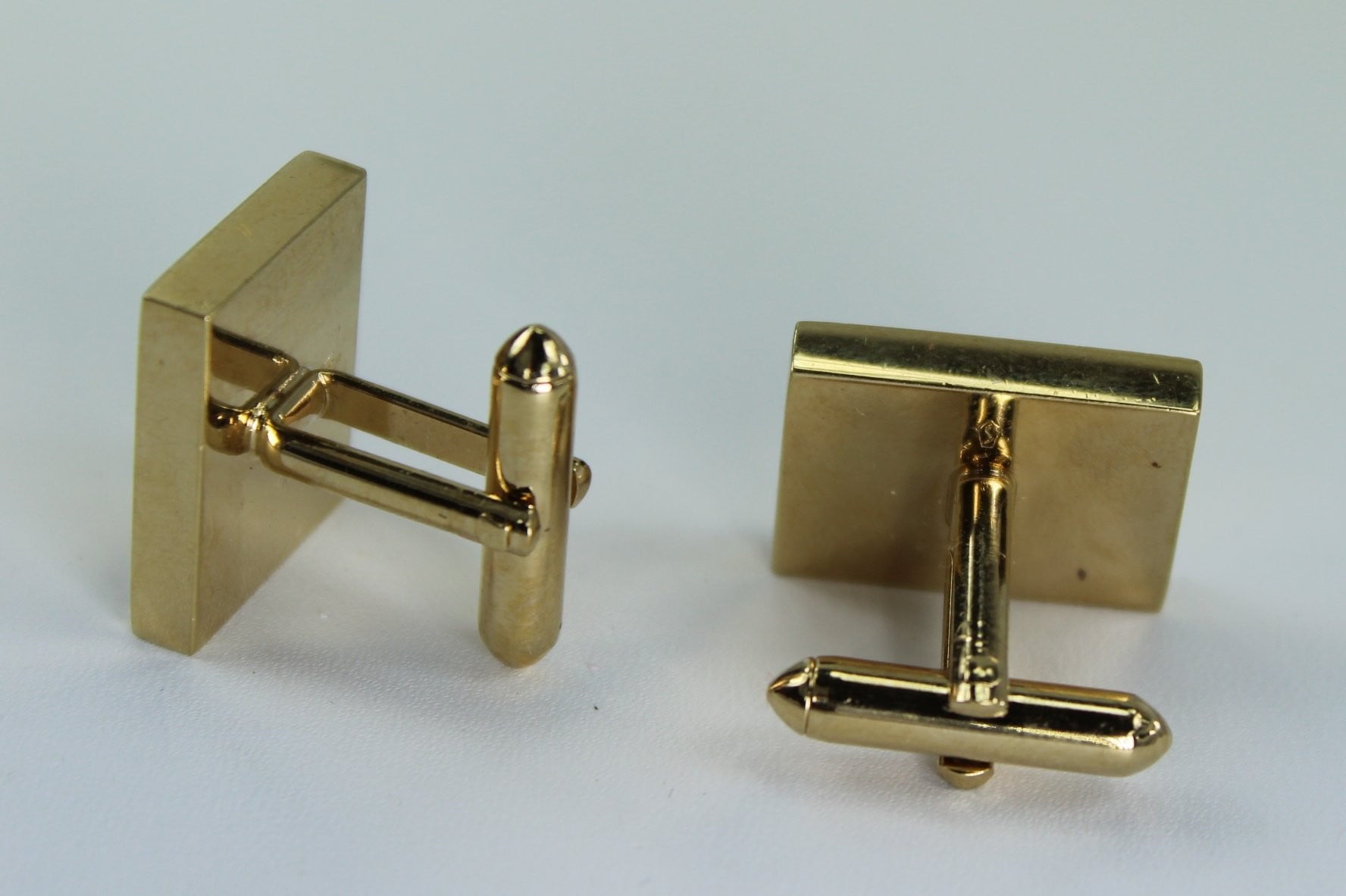 Vintage SWANK Cuff Links Classic Etched Rectangle Heavy Gold Tone Unusually Fine 1960s