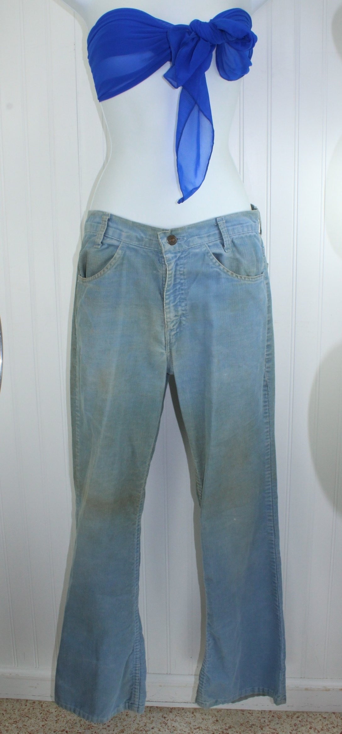 Vintage Levi's Skate Boarder Distressed Blue Cord Jeans 517 - Early 1990s - White Tab