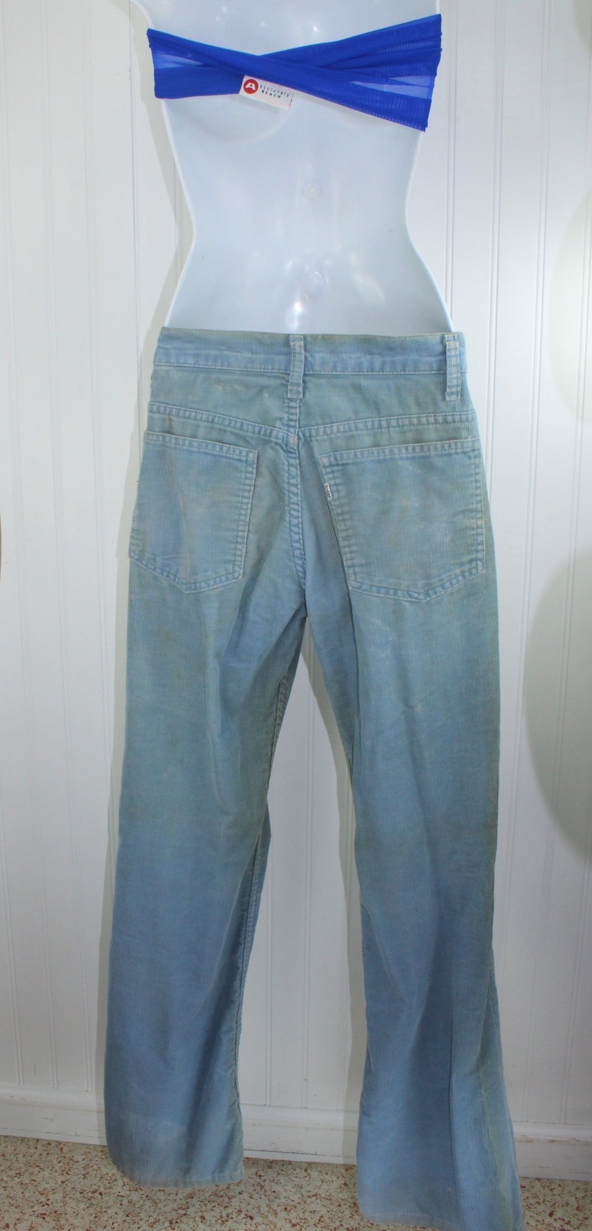 Vintage Levi's Skate Boarder Distressed Blue Cord Jeans 517 - Early 1990s - White Tab all gender