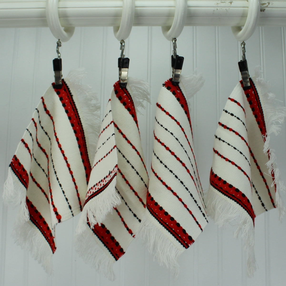 Classic Ukrainian Hand Made Woven Runners Red White Black tea mats