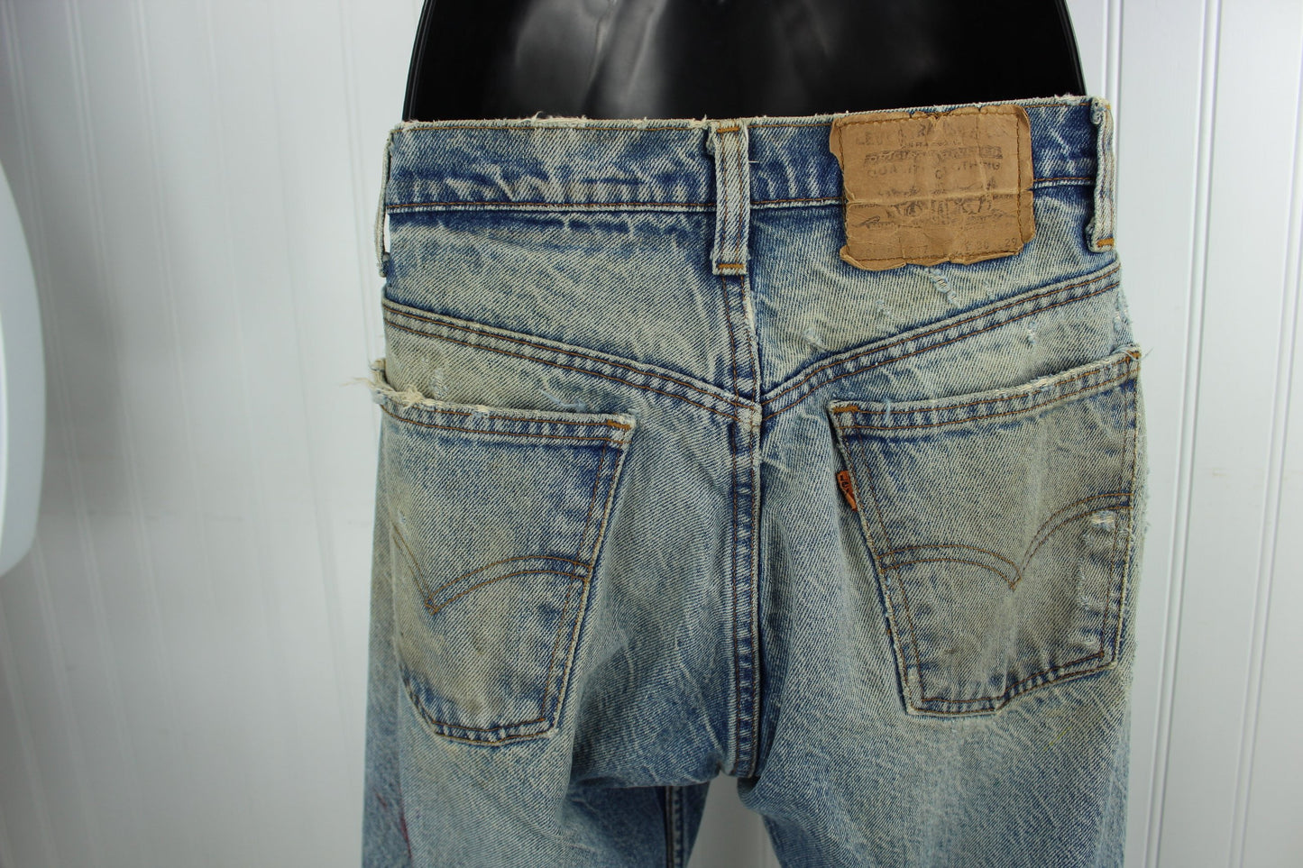 Vintage Levi's Skate Boarder Superbly Distressed Painted Jeans - Early 1990s - Waist 30" Orange Tab only one like them