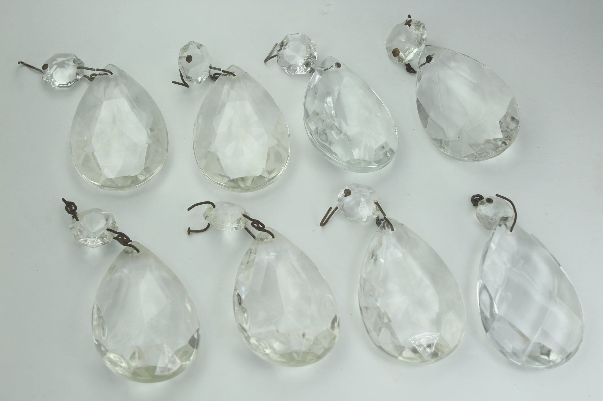 Vintage Prisms Glass Crystals 8 Pendelogue Lot 2" Rosette DIY Ornaments Jewelry high quality