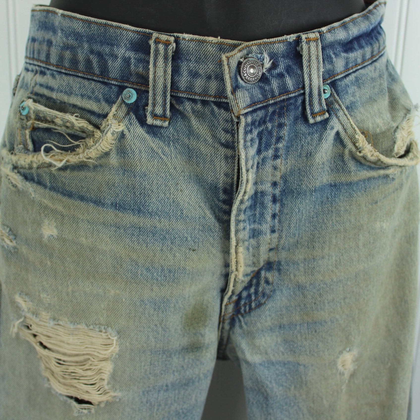 Vintage Levi's Skater Boarder Heavy Distress Grunge Jeans - Early 1990s - Orange Tab disstressed boarder lace