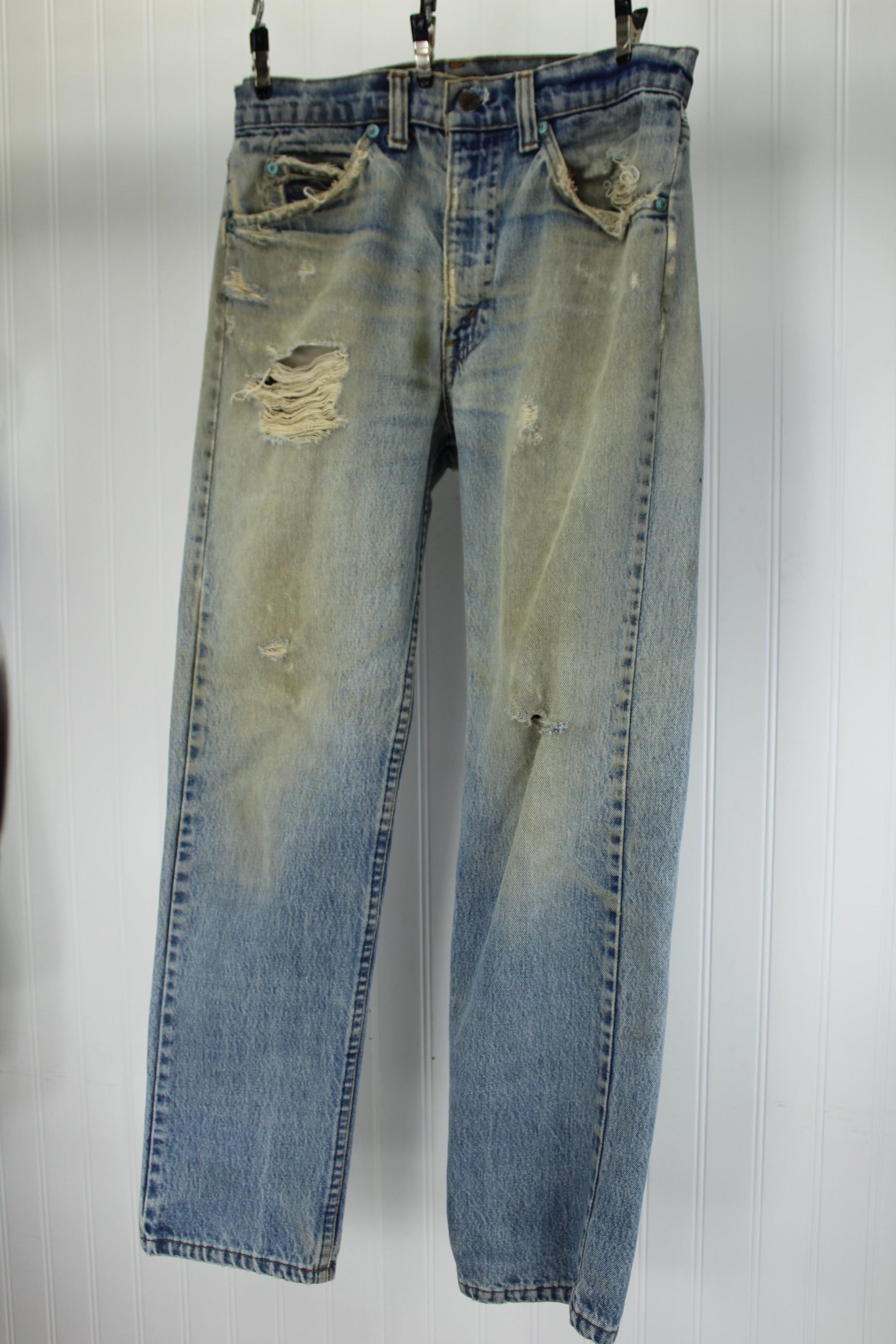 Vintage Levi's Skater Boarder Heavy Distress Grunge Jeans - Early 1990s - Orange Tab heavily distressed