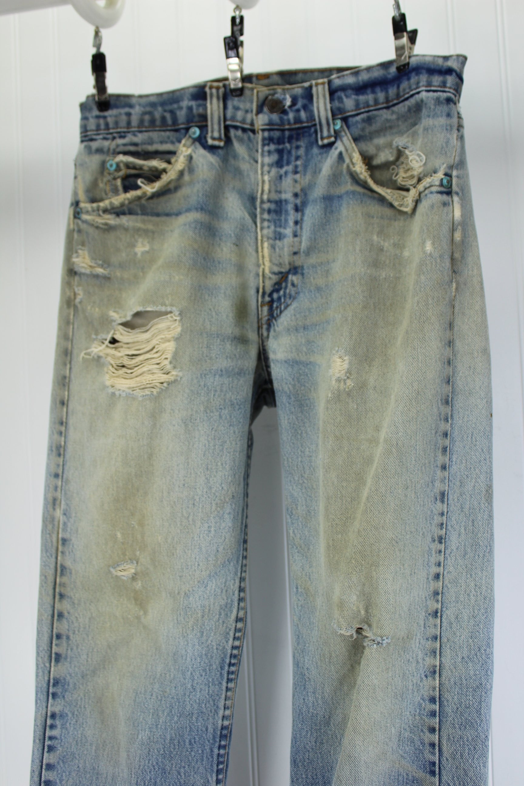 1990's Levi's Skater Boarder Heavy Distress Grunge Jeans Orange Tab