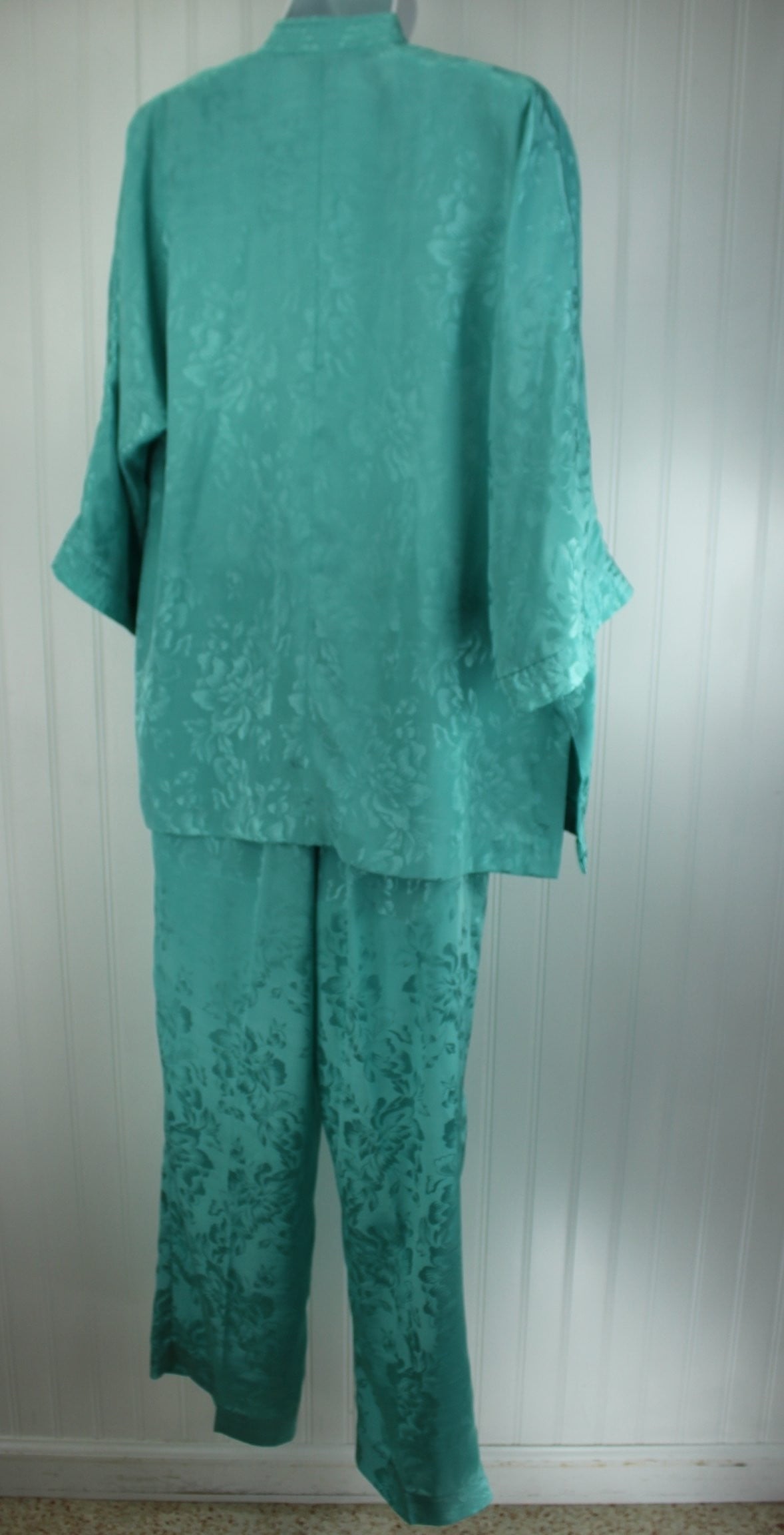 Polynesian Casuals Hawaii Charming Vintage Lounge Pants Suit  - Turquoise Aqua Polyester sensual feel
