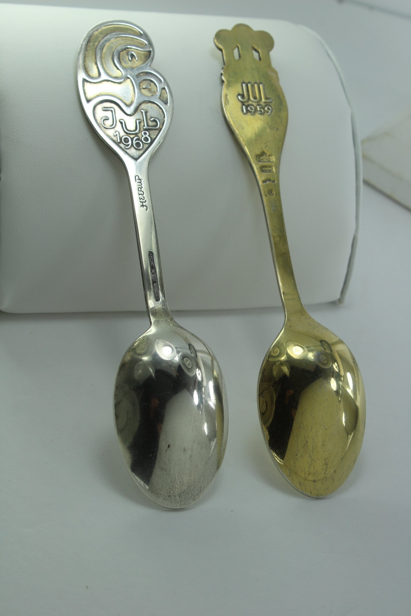 Sterling Spoons 2 Michelsen Denmark Enamel Madonna Child1968  Lucia Bride 1959 collectibles