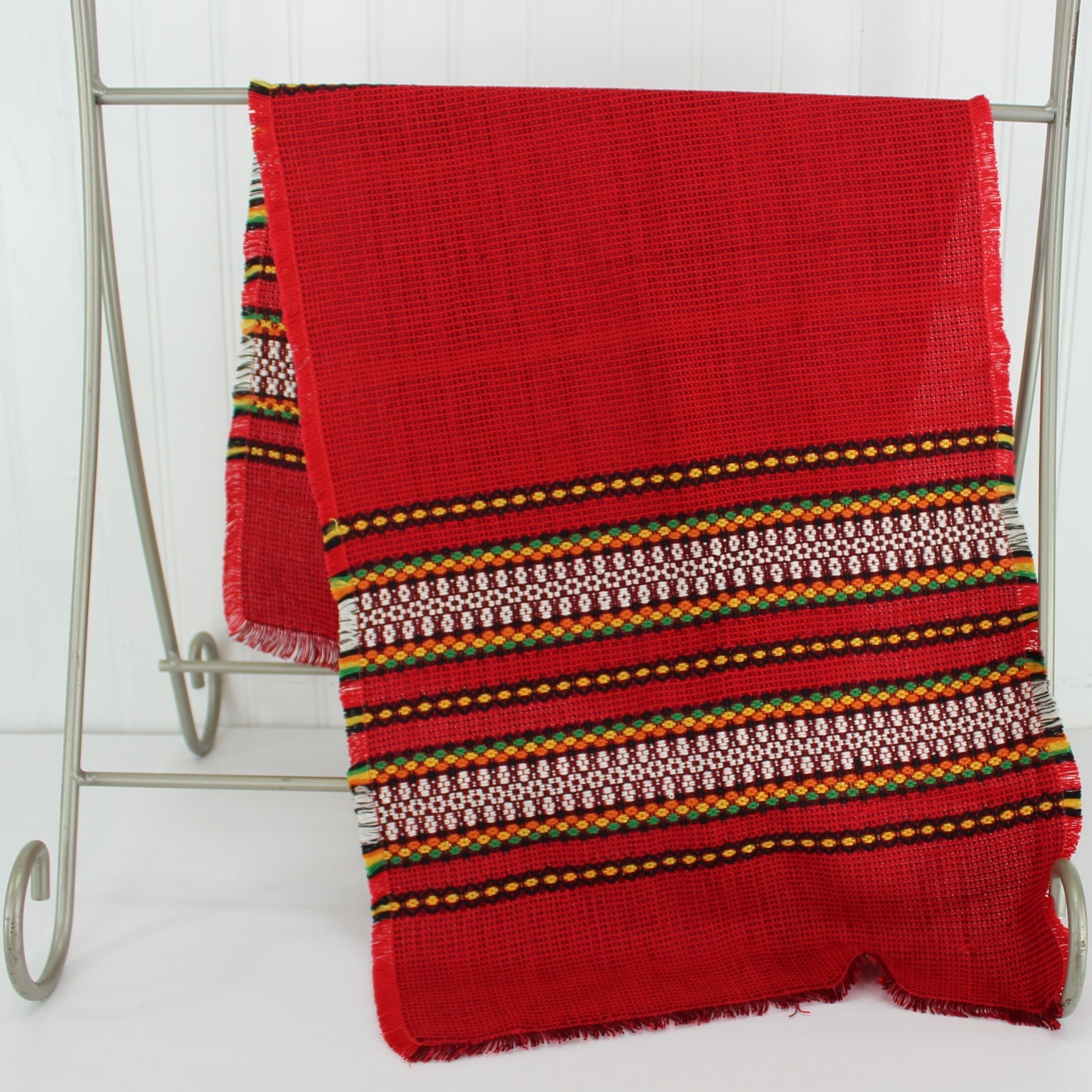 Classic 2 Pieces Ukraine Hand Made Woven Rectangular Runners Wearables Red White Black vibrant colorful items