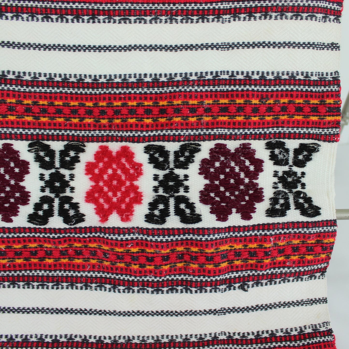 Classic 2 Pieces Ukraine Hand Made Woven Rectangular Runners Wearables Red White Black classic woven ukrainian fibers