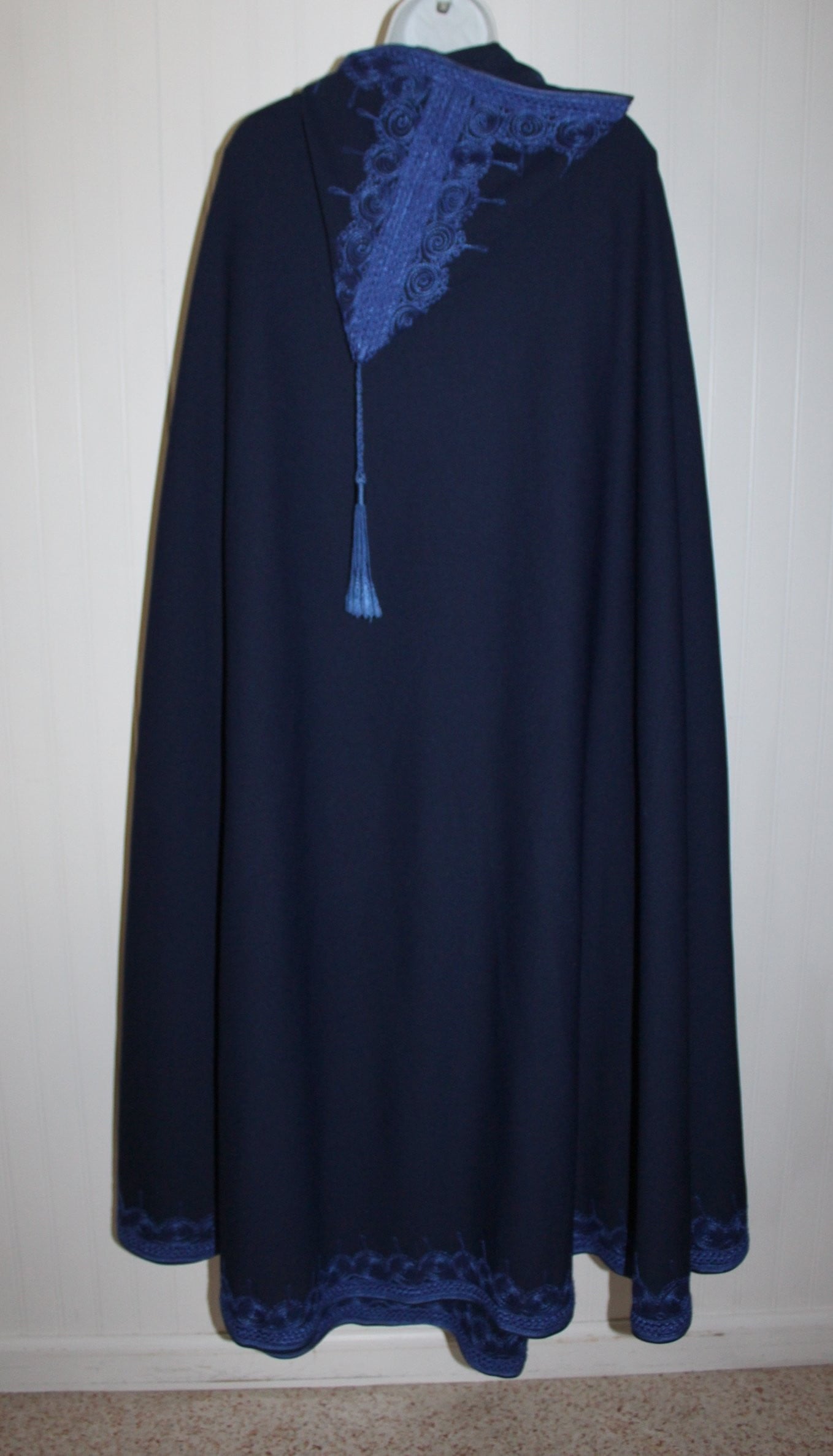 Islam Embroidered Dress Cloak - Turkey Morocco - Dark Blue - tassel Head Cover warm outfit