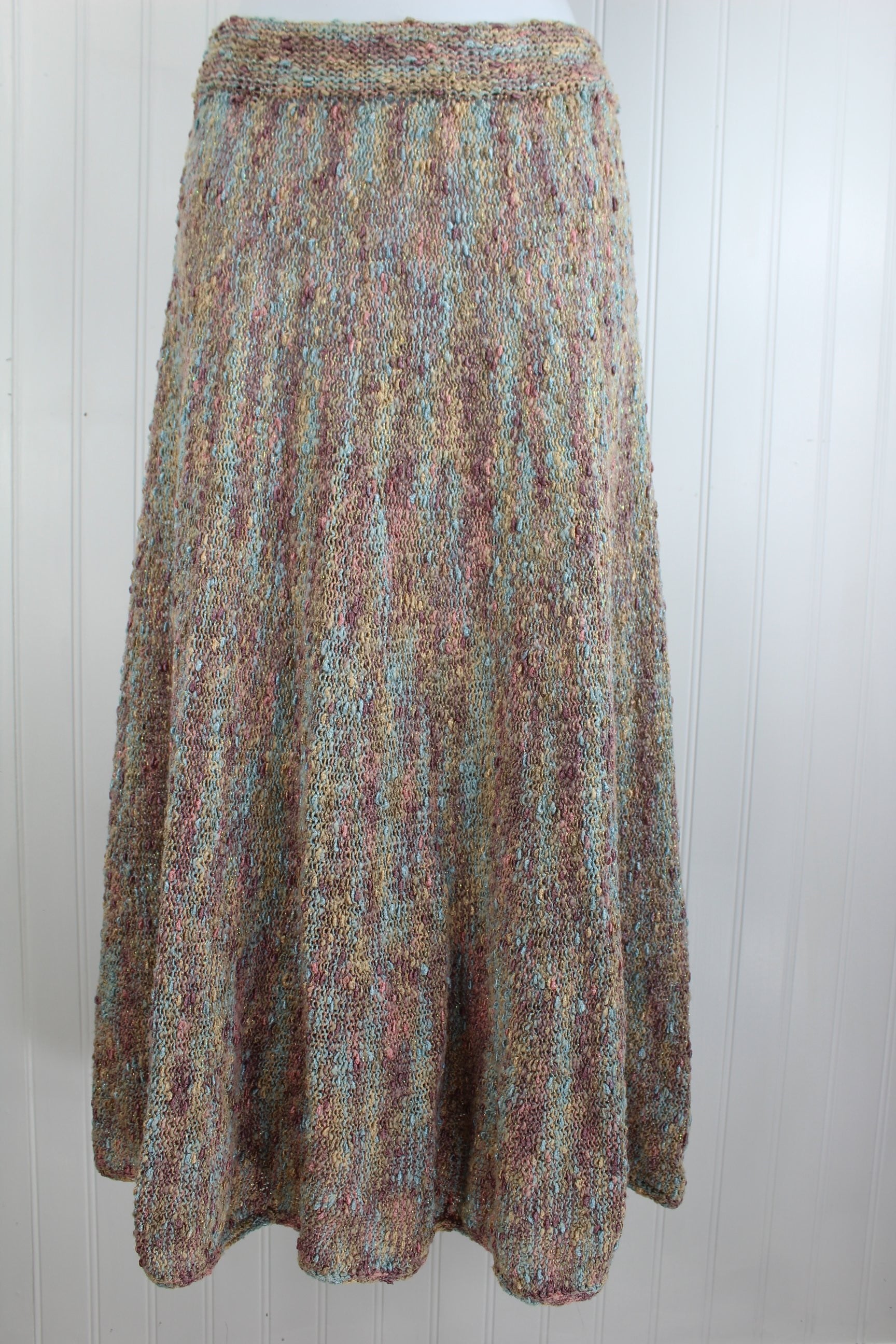 Haute Couture Knit Pastel Ribbon Metallic Yarn Vintage Suit - Jutta Mitchell North Bend Oregon sensual fit