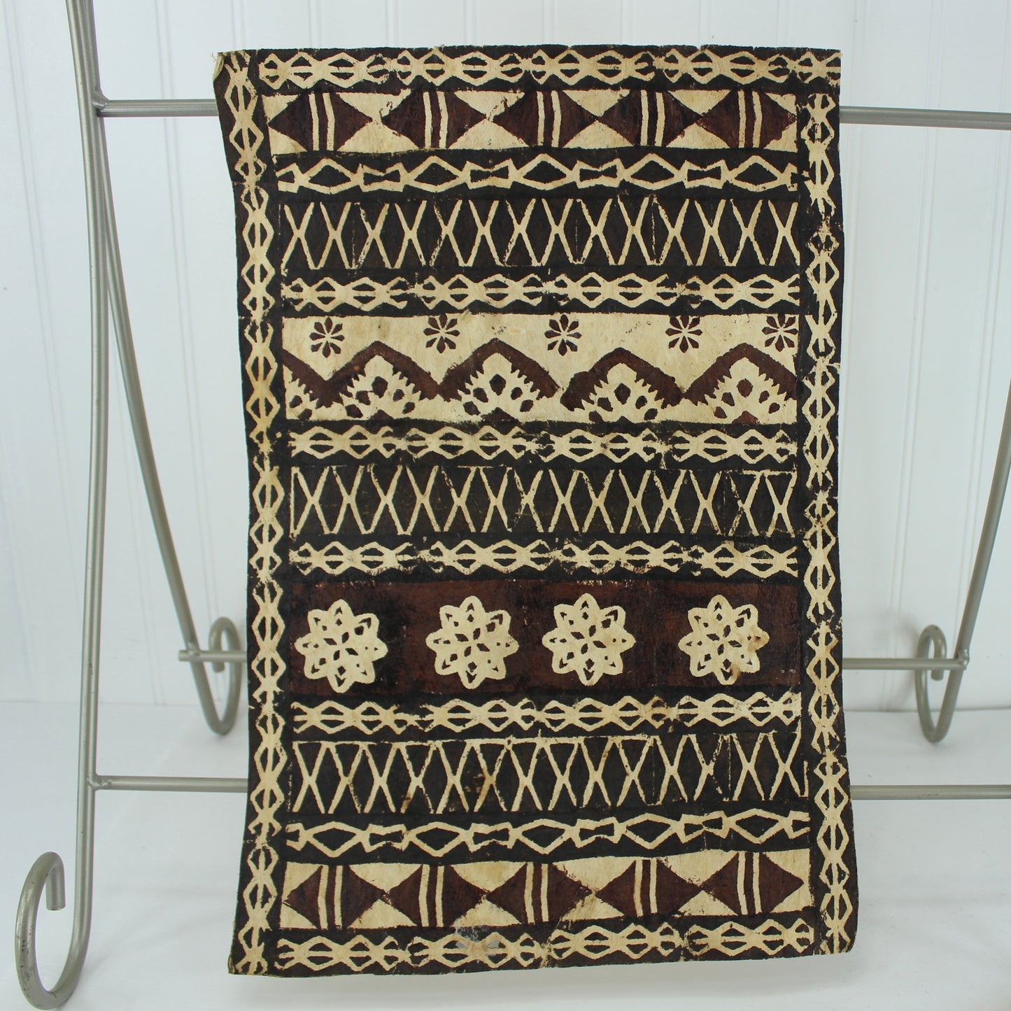 Vatulele Fiji Art Masi Tapa Barkcloth Rectangle 19"X 12" Wall Table Decor