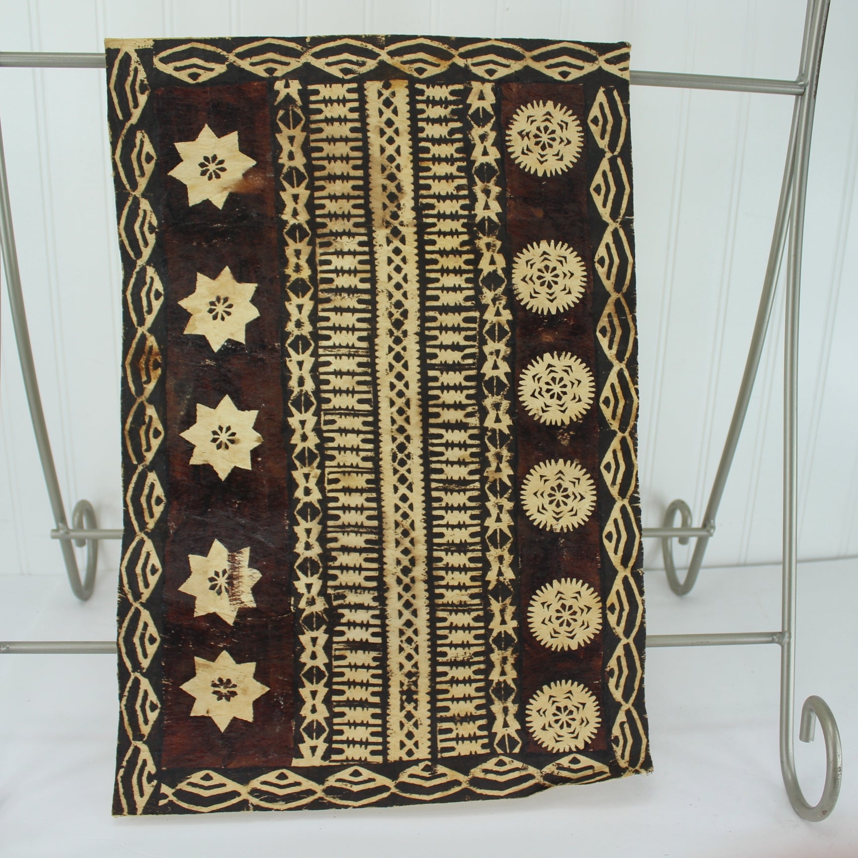 Vatulele Fiji Art Masi Tapa Barkcloth Rectangle 19"X 12" Wall Table Decor