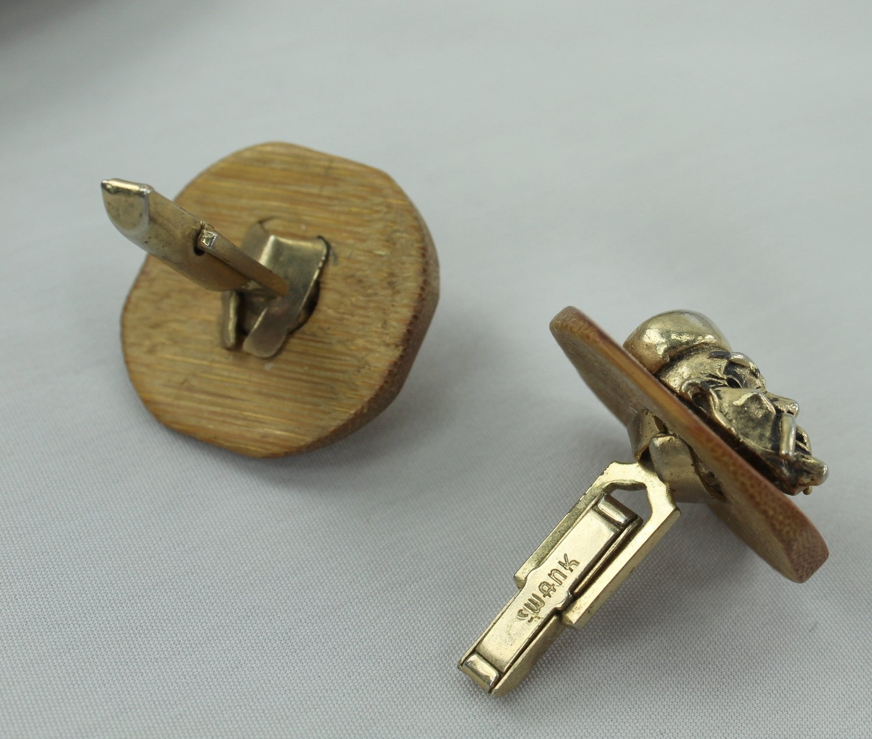 Vintage Cuff Links SWANK Wood Tribal Chief Dimensional collectible