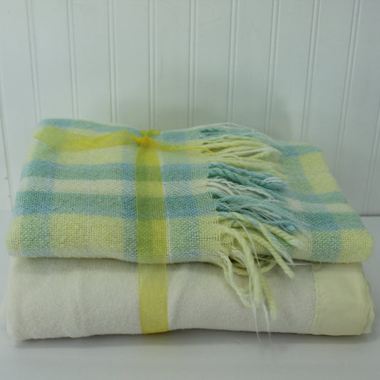 Pair (2) Blankets - small All Mine Acrylic & Ivory Cotton Blend Light Weight