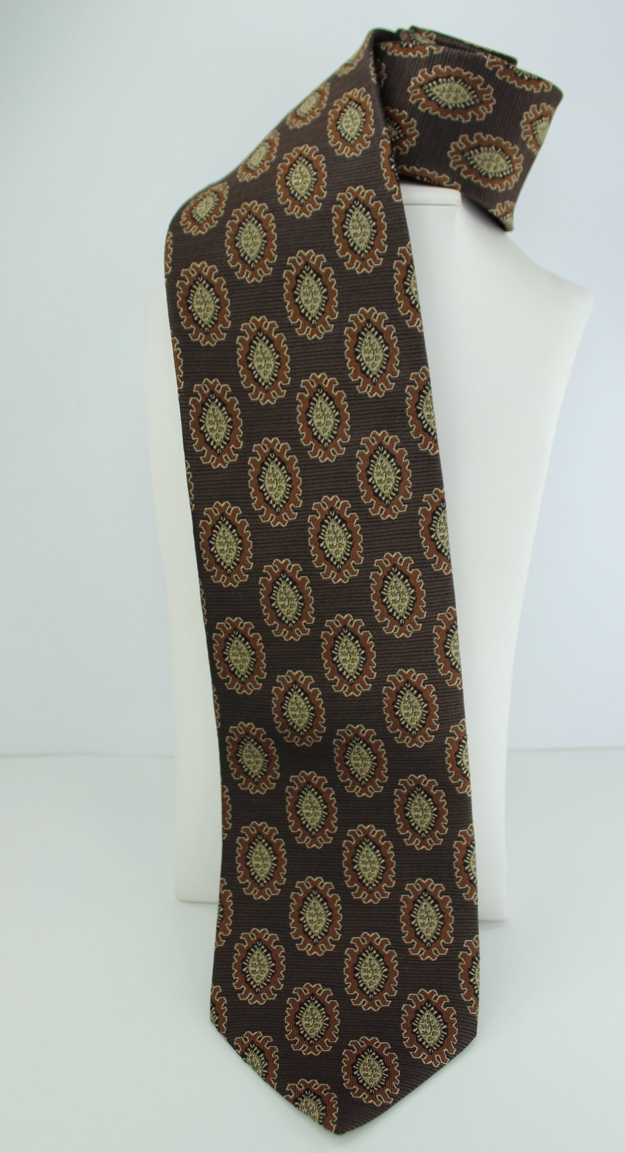 Geoffrey Beene NY 3 Silk Ties - Green Paisley Browns 