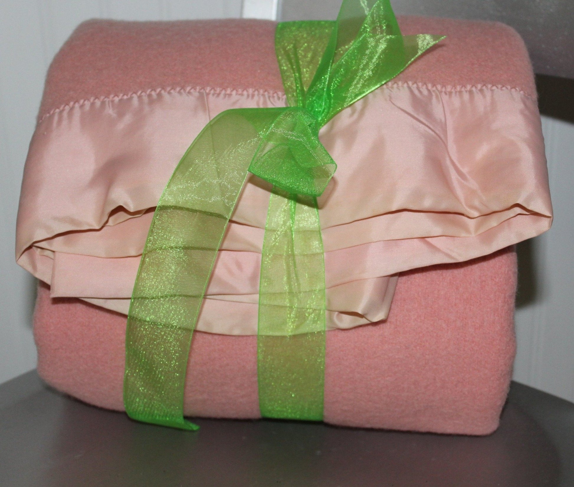 St Marys Ohio Wool Blanket - Pink Pale Rose - 62" X 76" USA