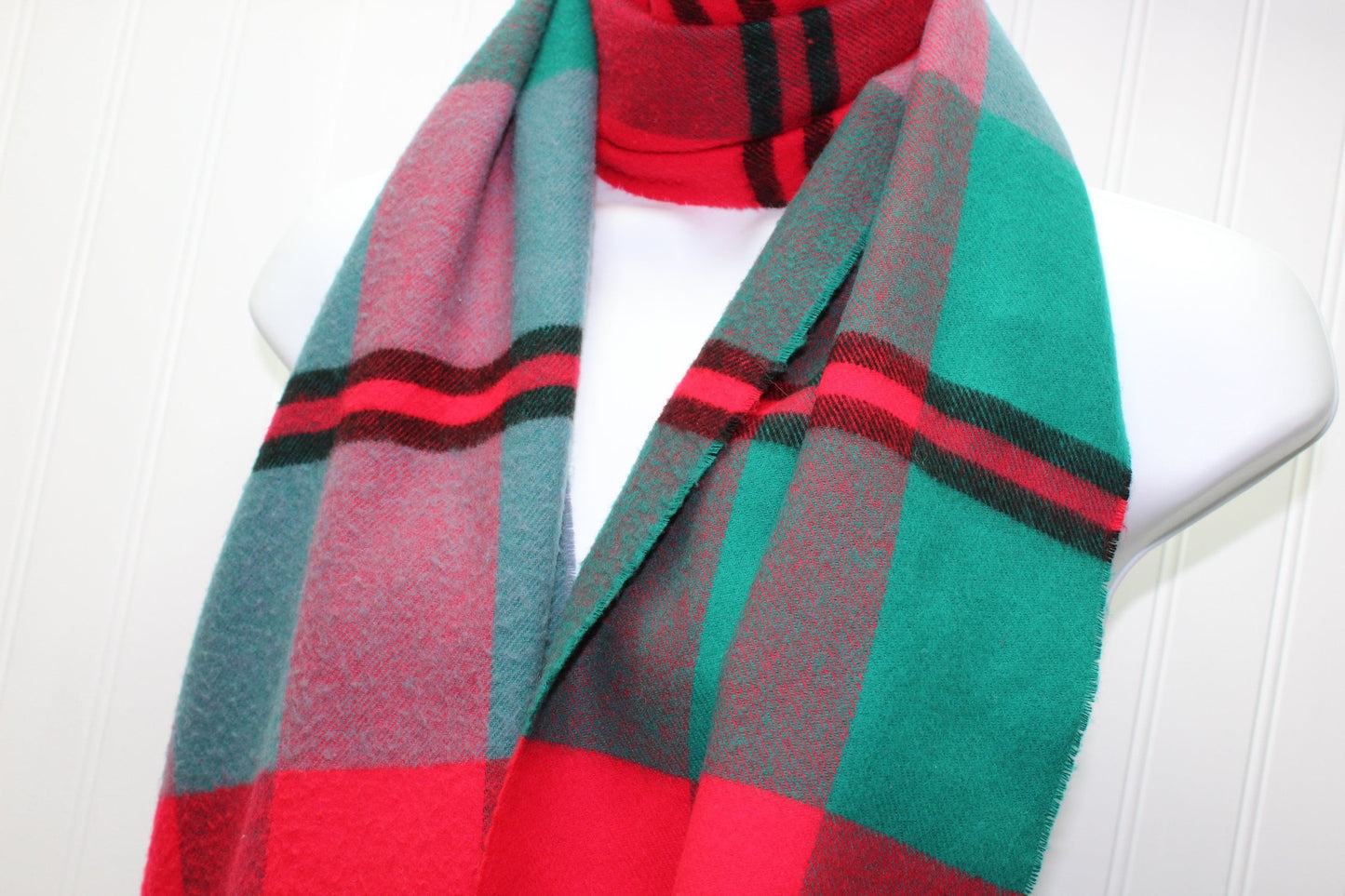 Vintage Acrylic Scarf All Gender West Germany Turquoise Red Black 11" X 67" soft