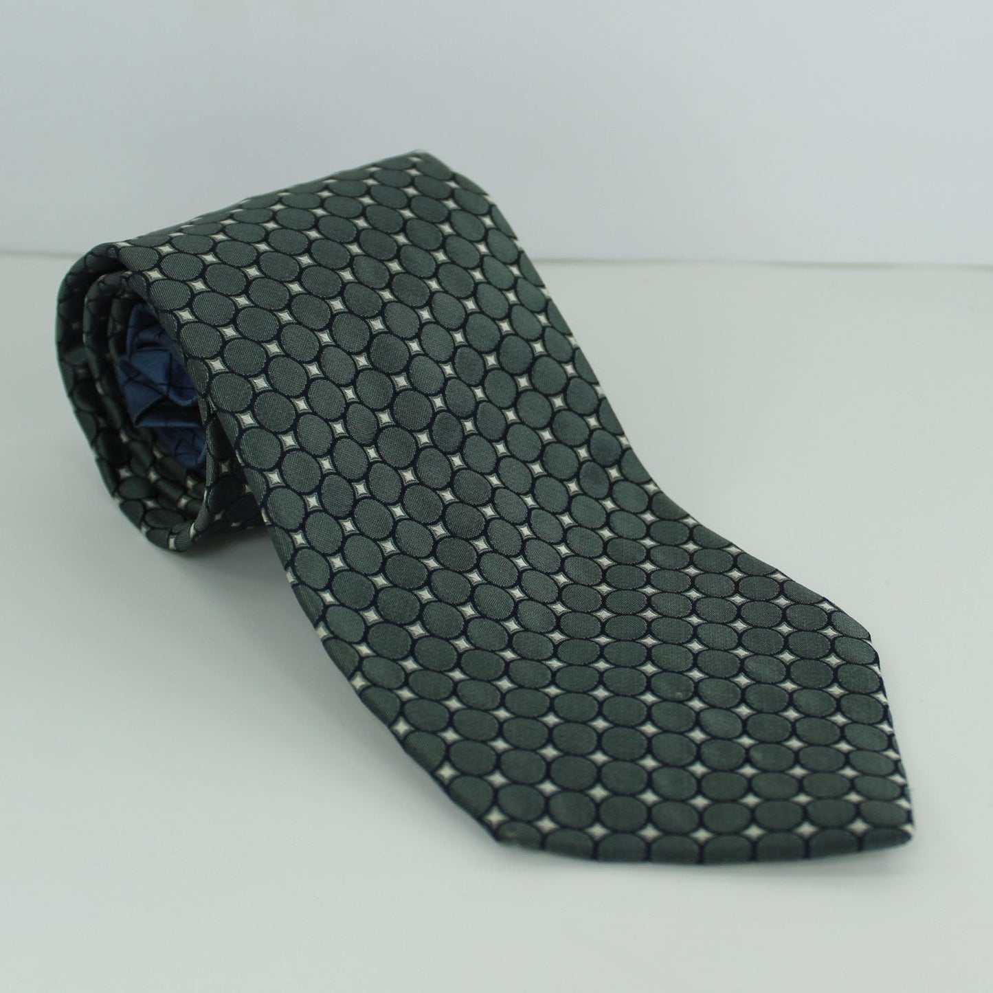 Tommy Hilfiger Unique Silk Tie USA Made - Charcoal Ovals Elegance