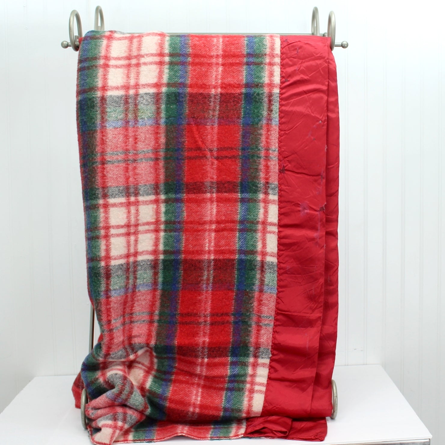 Acrylic Blanket Subtle Shades Red Blue Green Plaid  79" X 82" Special Price Use Cutter cutter diy repurpose blanket