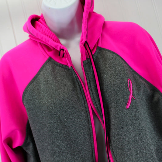 Reebok Activewear Womens Hoodie Jacket XL - Polyester Spandex Pink Grey original maker fabric tags