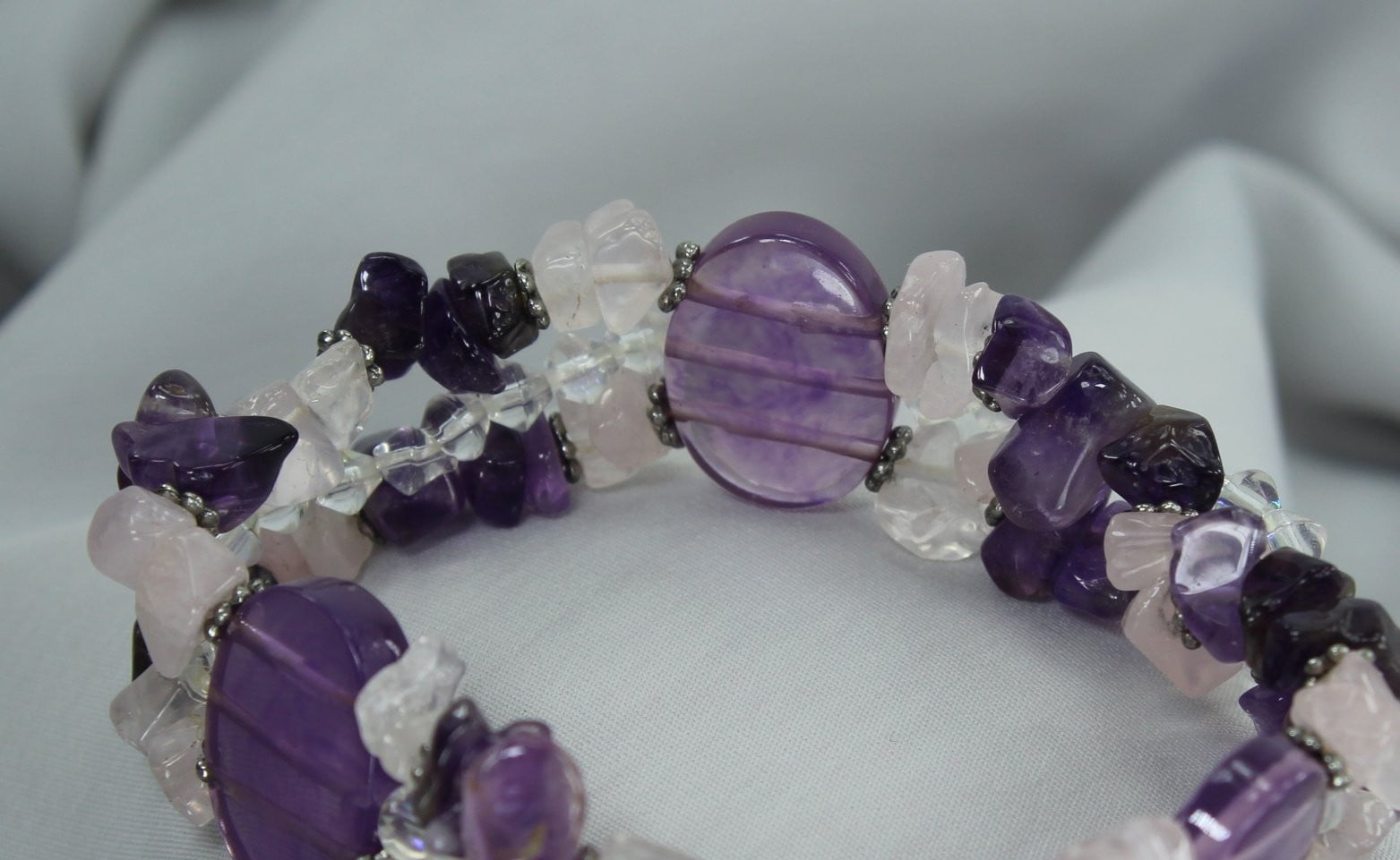 Gemstone Bracelet Stretch Beads Amethyst Aurora Borealis unique beads