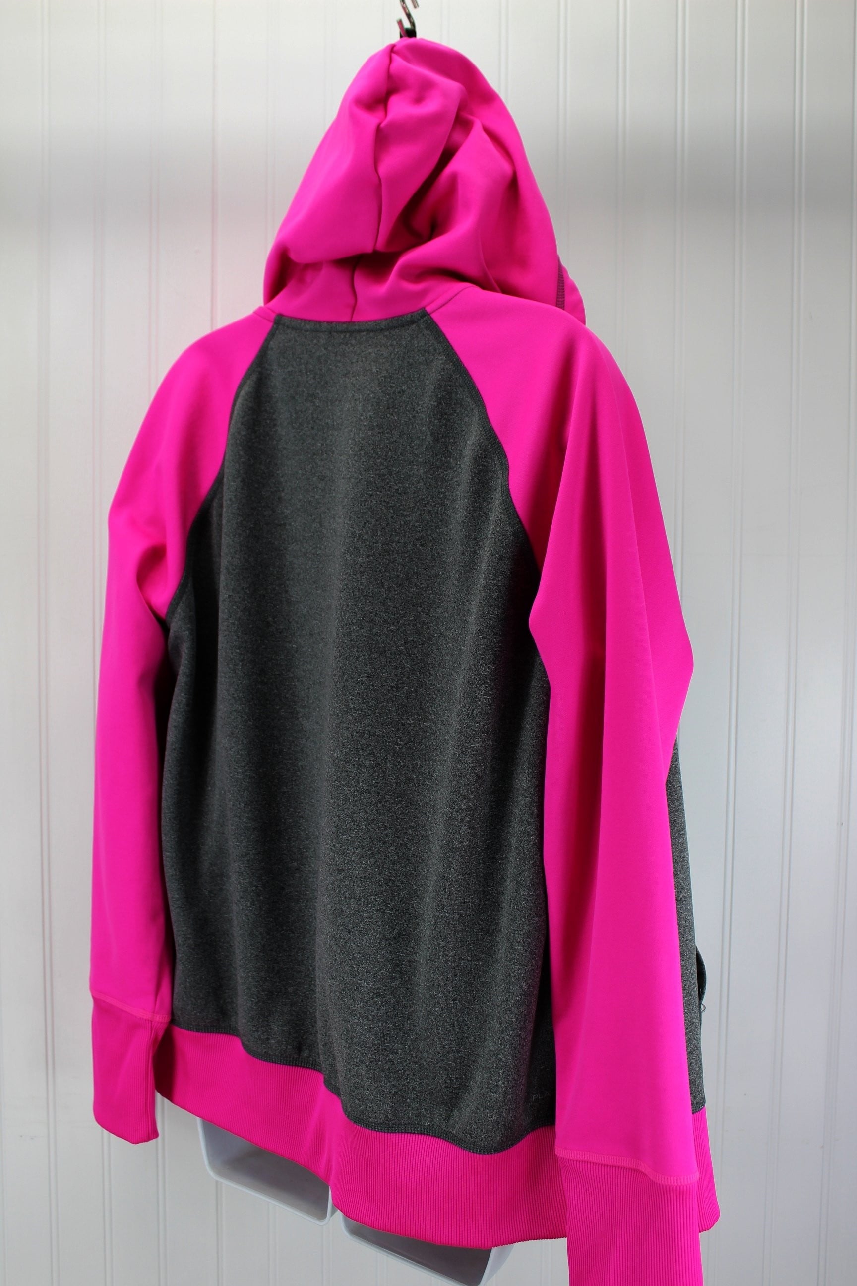 Reebok Activewear Womens Hoodie Jacket XL - Polyester Spandex Pink Grey very nice pre owned