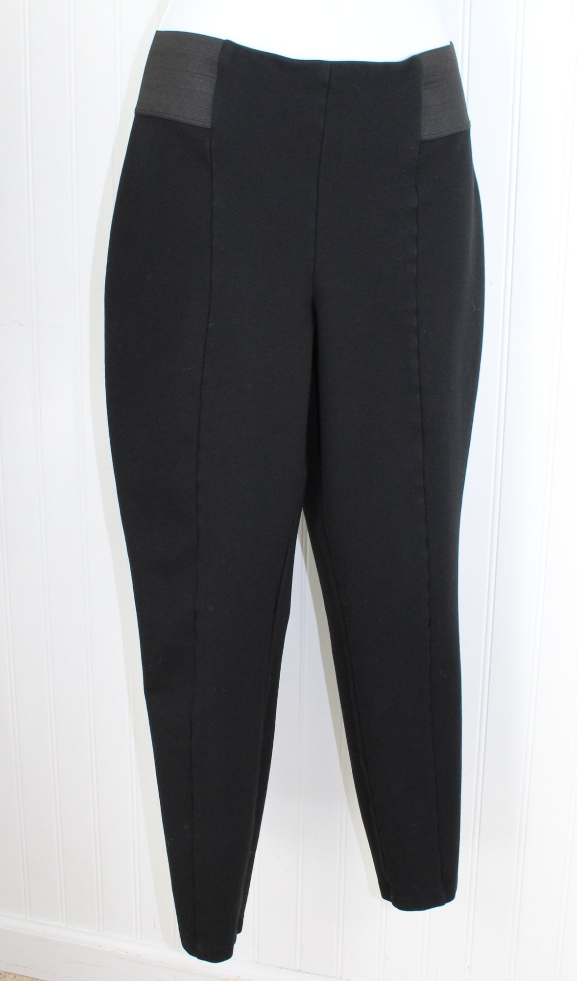 June & Hudson Black Stretch Pants Leggings  - Side Elastic - Rayon Nylon Spandex