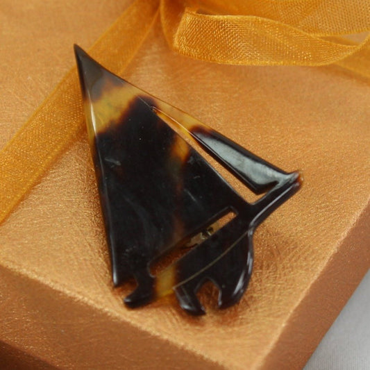 Vintage Estate Pin Sailboat Faux Tortoise