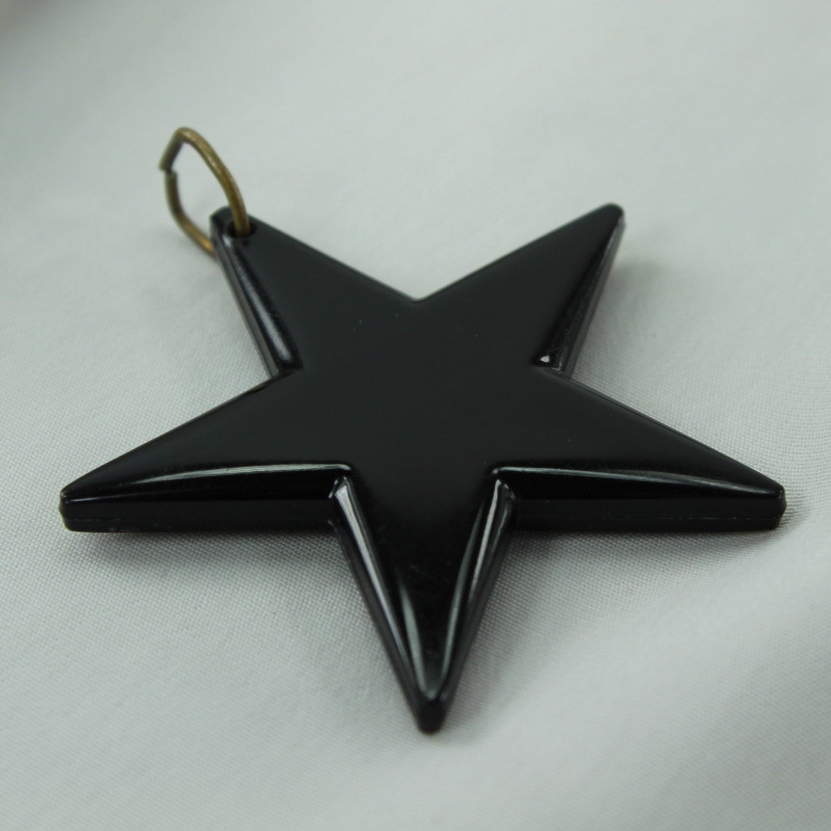 Big Black Star Pendant Vintage Heavy Dense Plastic Striking Charm