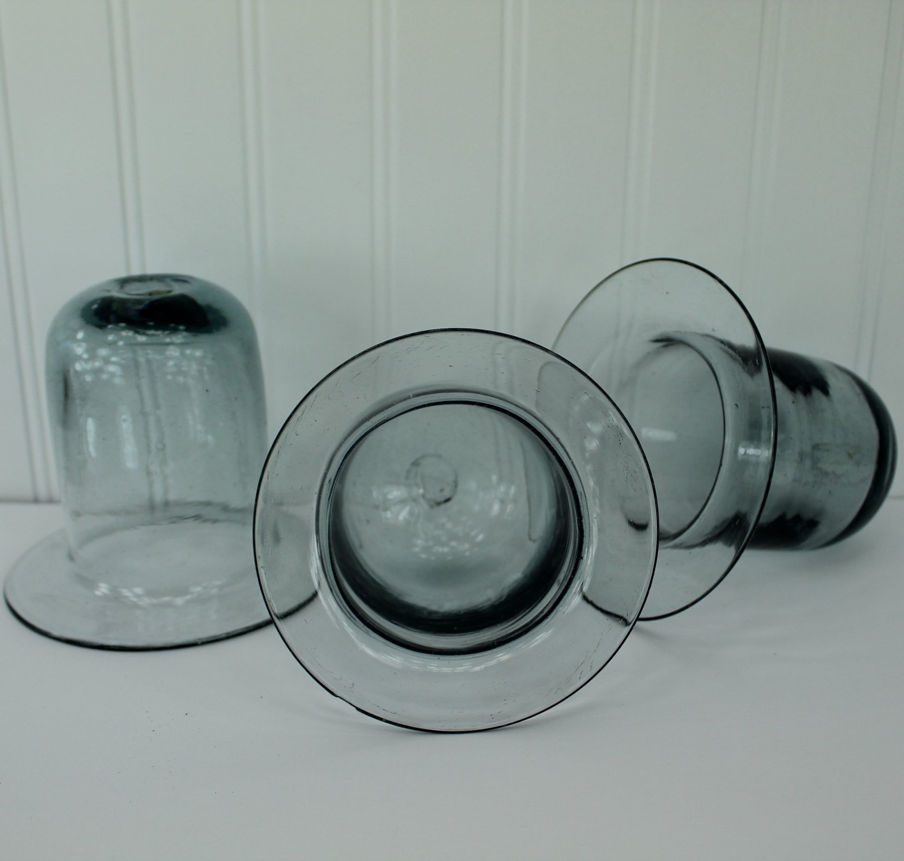 Set 3 Blown Glass Planters Candleholders for Hanging Heavy Weight