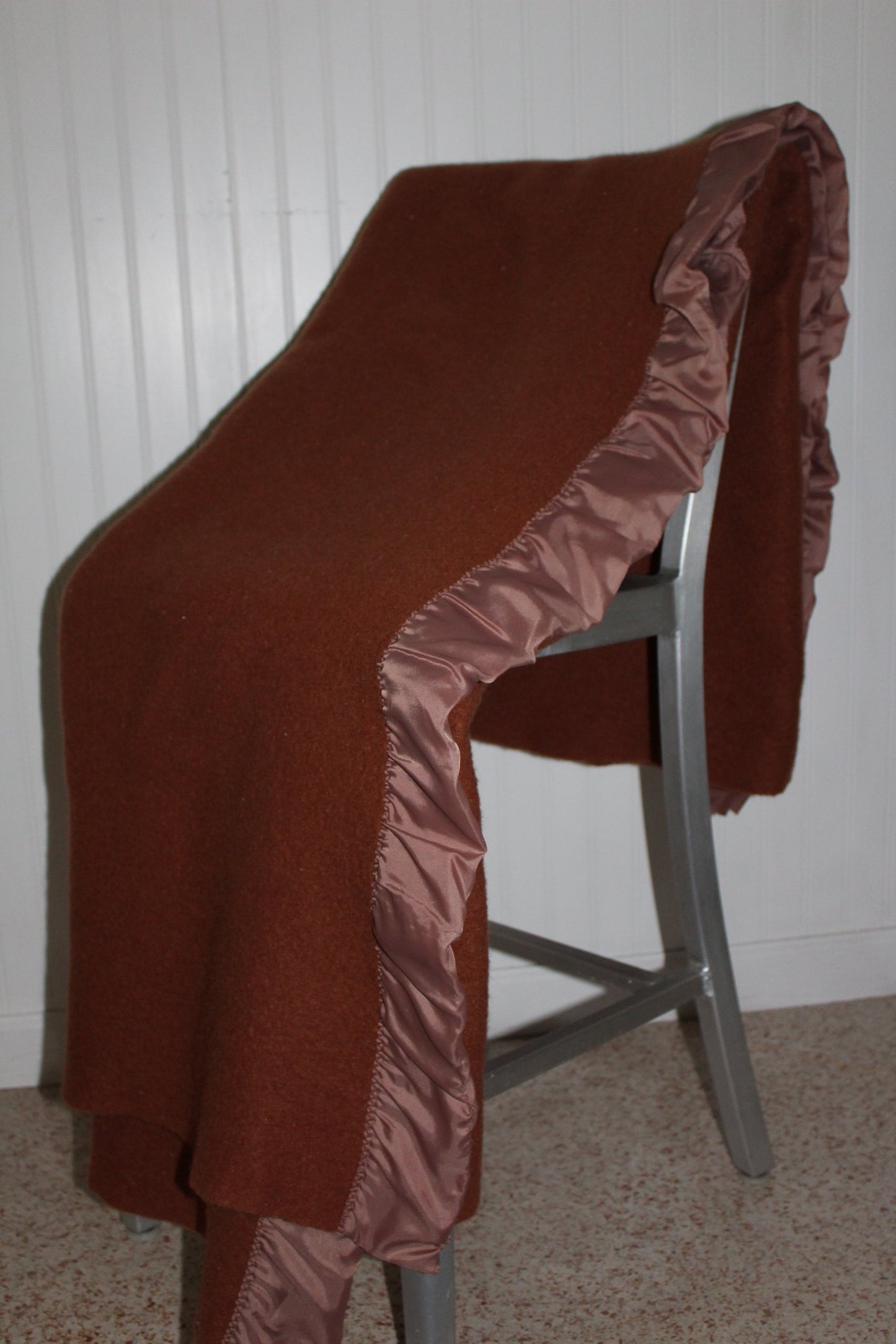 St Marys Wool Blanket Toast Brown Fieldcrest USA 1950s Special Price dense