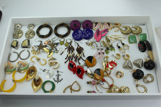 Earrings Lot 46 Pairs from Estates Wearable Unmarked Variety from Estates