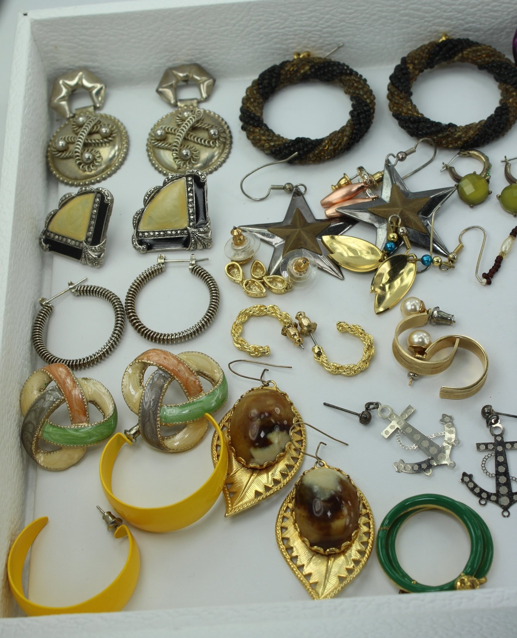 Earrings Lot 46 Pairs from Estates Wearable Unmarked Variety from Estates hoops