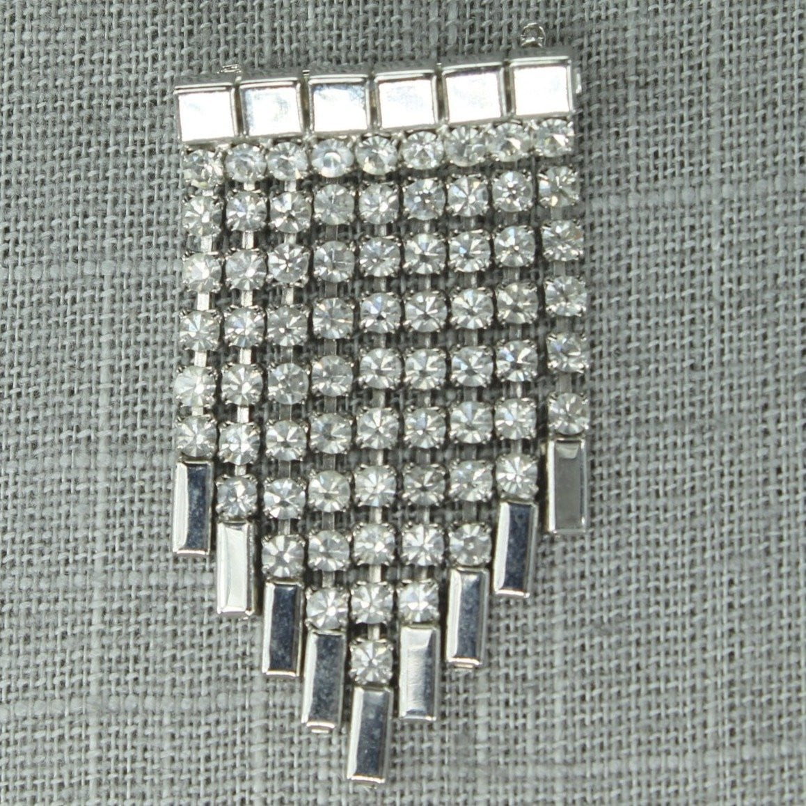 Modernistic Rhinestone Pin Silver Dangle Vintage Fashionable unique