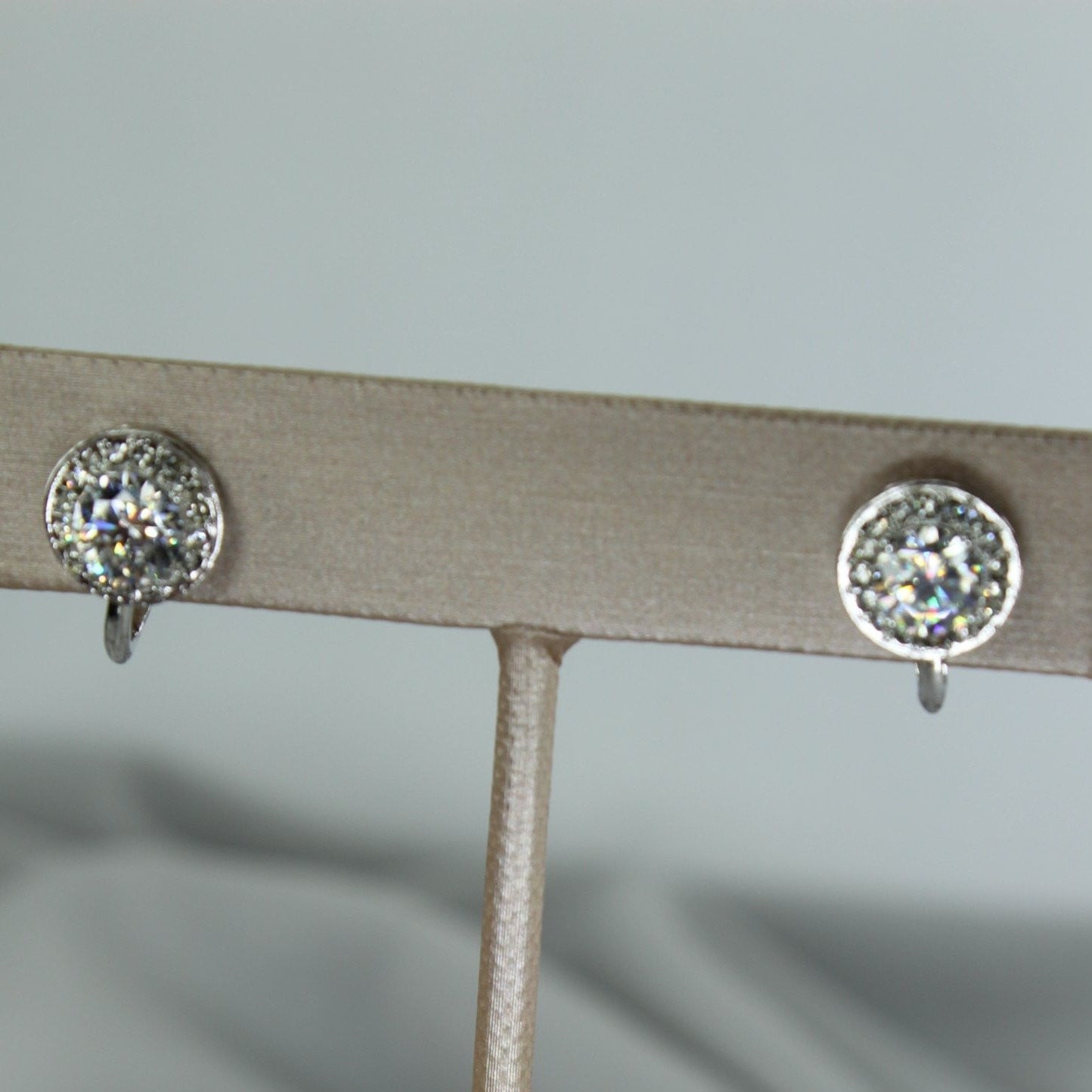 Brilliant Faux Diamondl Earrings Petite Round Clips Clip Maker Logo "N" vibrant