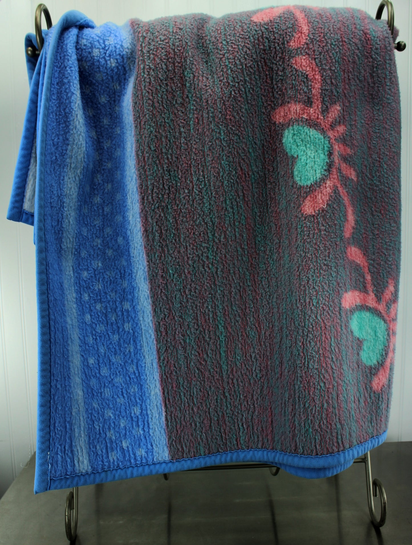 Biederlack Acrylic Blend Throw Blanket - Pastels reversible Cottage House Hearts summer winter colors