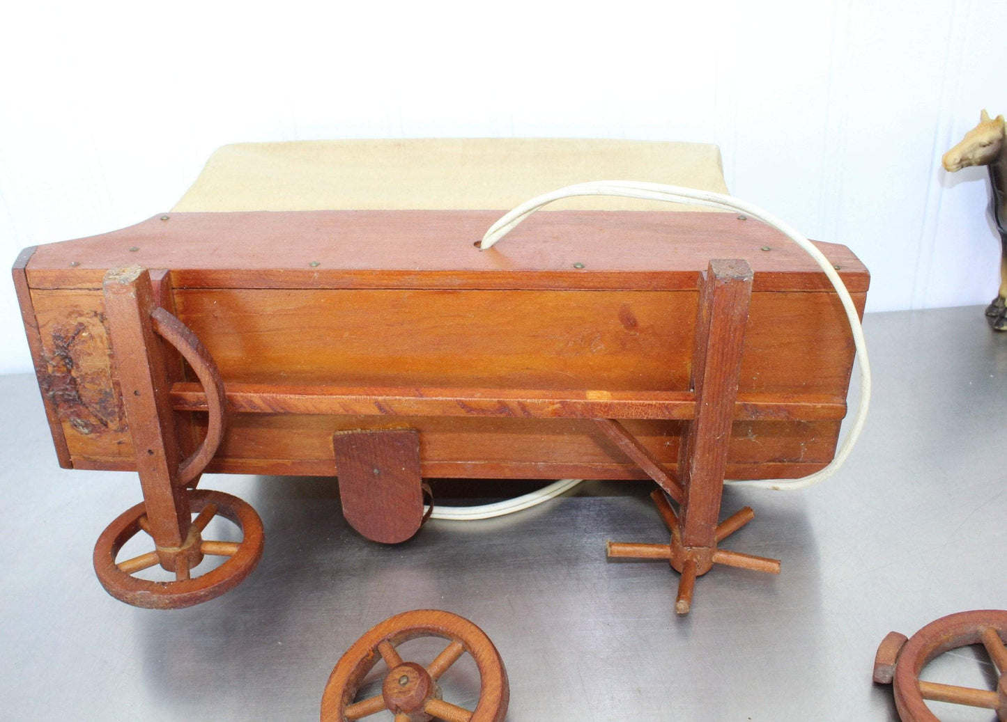Vintage Western Lamp Covered Wagon Conestoga Original 4 Horses Repair or Parts craft project