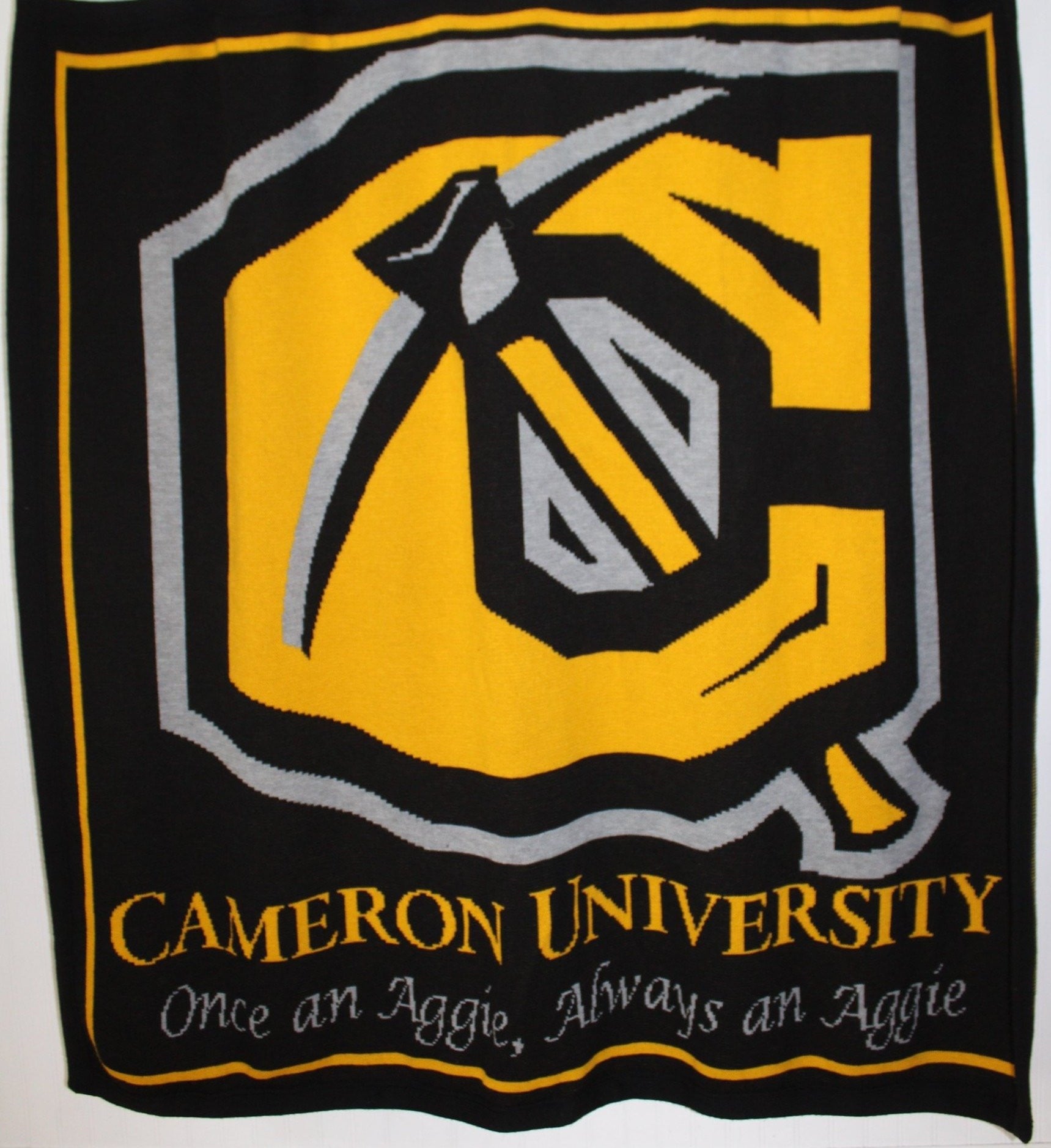 Cameron University Throw Blanket Vintage Acrylic Sweater Knit Aggies Logo