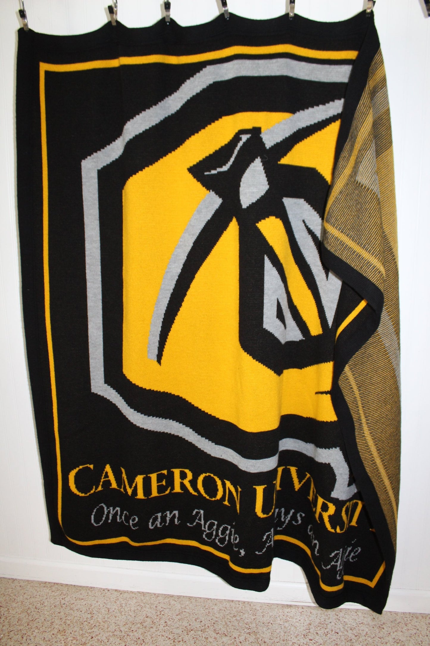 Hudson Blankets Acyrlic Sweater Knit Throw Blanket - "Cameron University" Aggies Logo - 63" X 56" USA