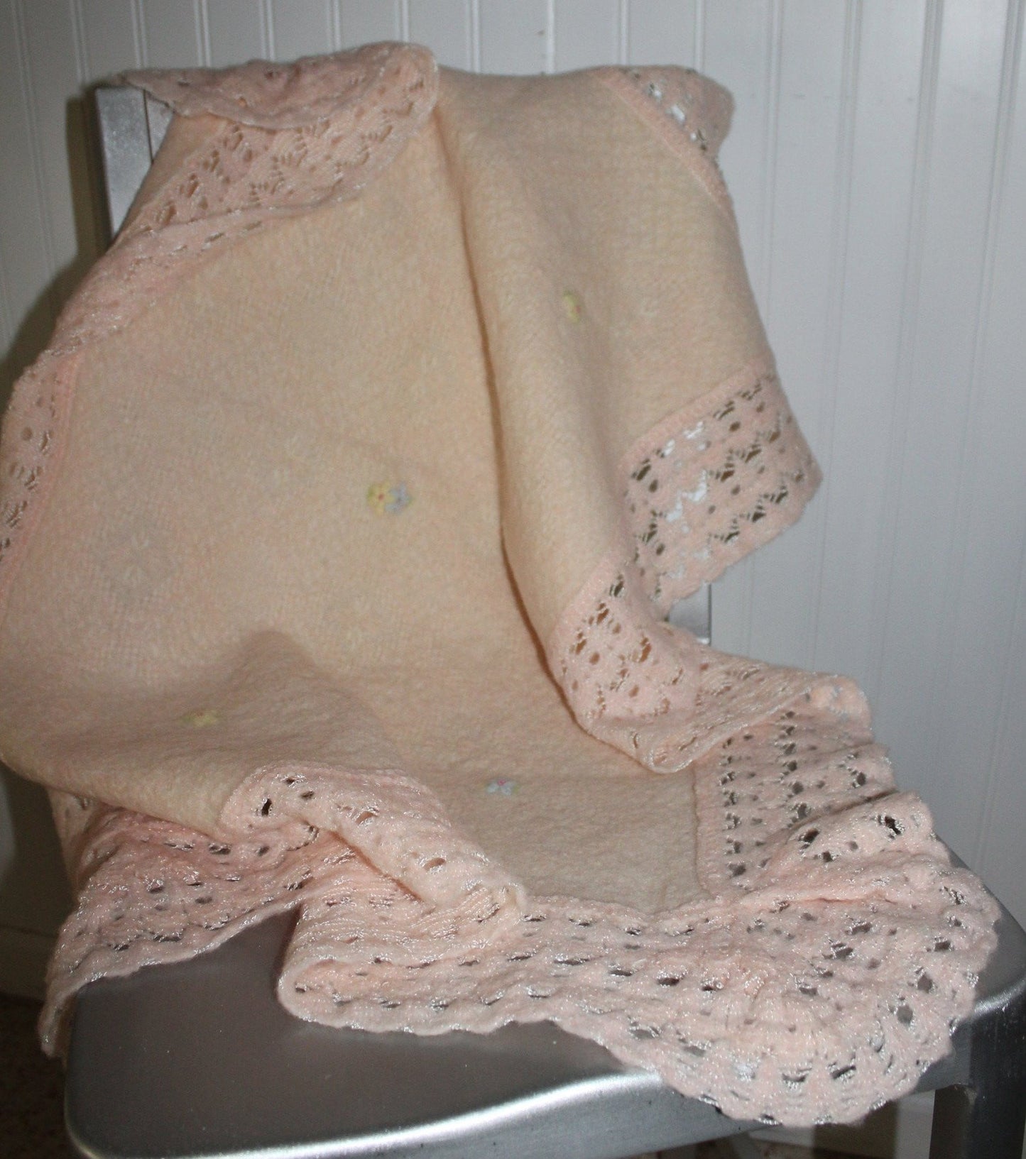 Baby Pet Blanket Peach Crib Stroller Pet Bed Wool Blend Elegant Embroidered